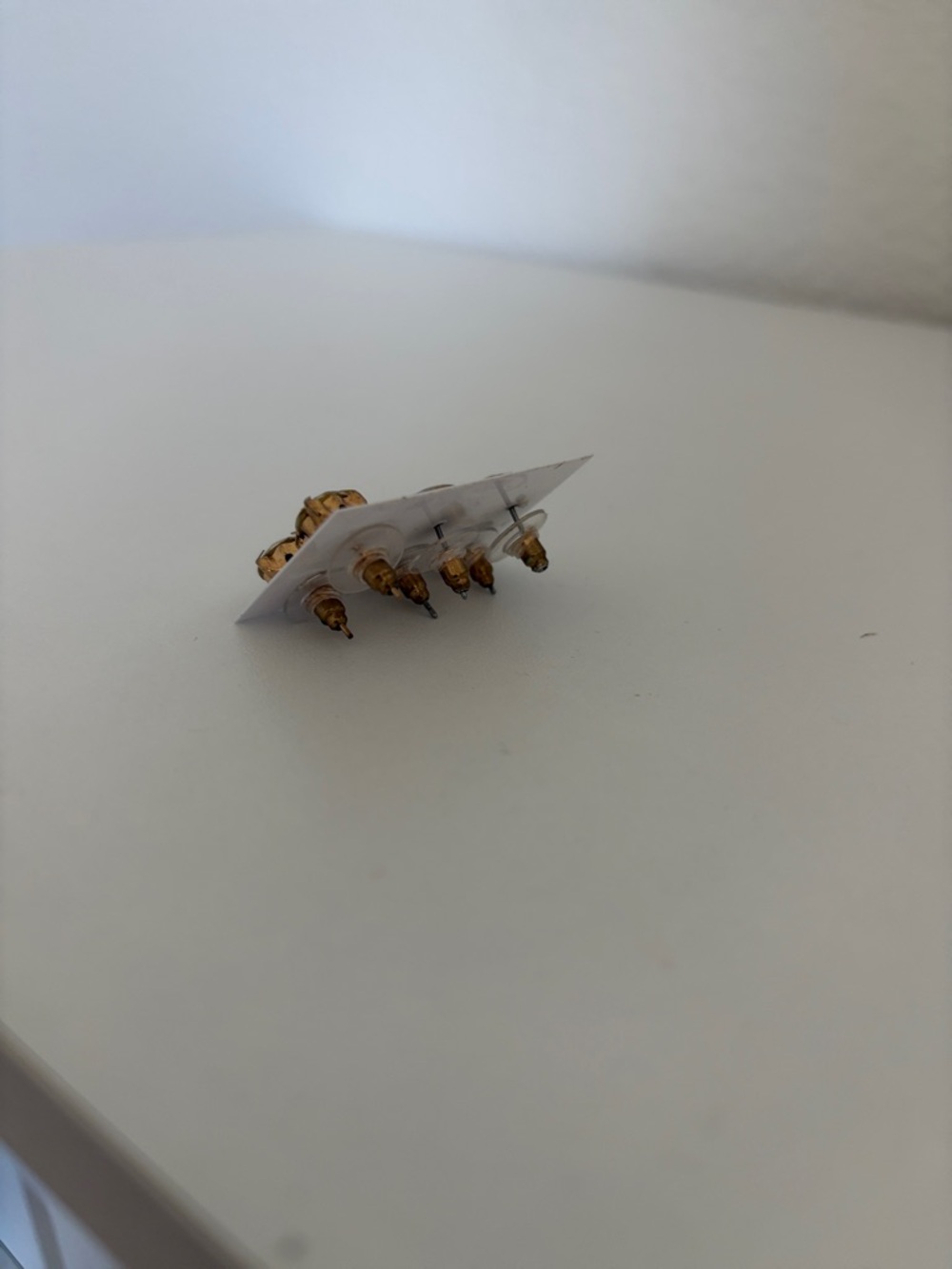 Gold and Clear Stud Earring Trio Set - Picture 2 of 2